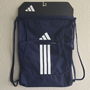 Adidas Blue and White Drawstring Backpack